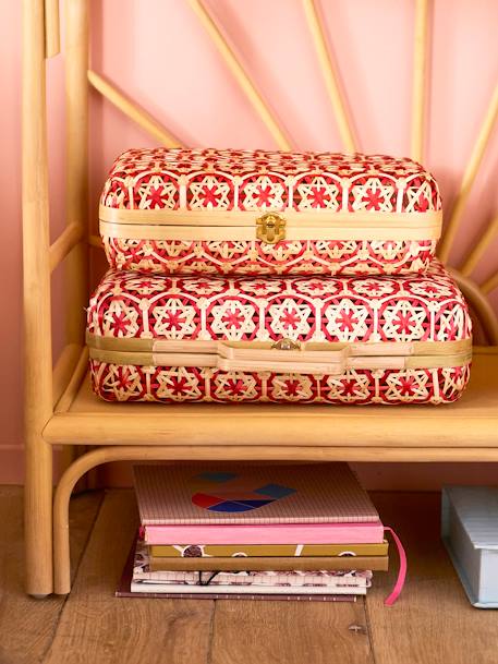 Pack de 2 maletines de bambú de dos colores rosa 