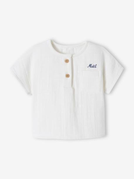 Camiseta tunecina de gasa de algodón personalizable para recién nacido crudo 