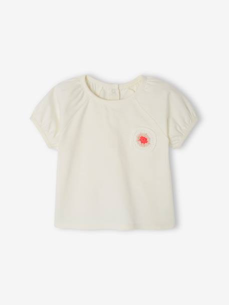 Camiseta con motivo de flor de ganchillo para bebé crudo 