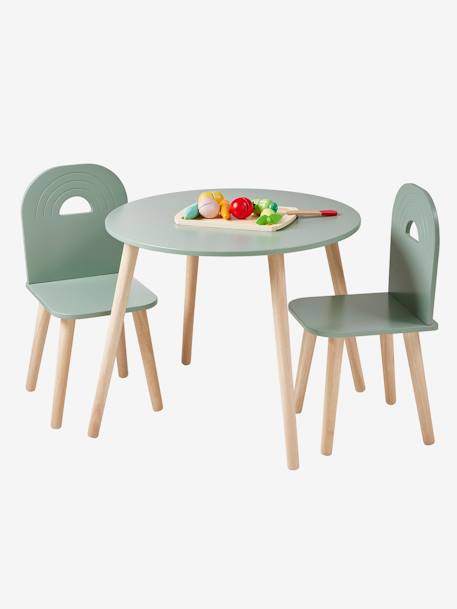 Conjunto de sillas y mesa de madera línea ARCOÍRIS verde sauce 