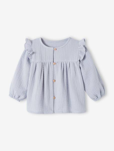 Bebé-Blusas, camisas-Blusa de gasa de algodón con volantes para bebé
