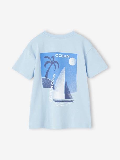 Camiseta con gran motivo de velero detrás para niño azul claro 