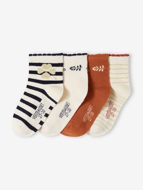 Pack de 4 pares de calcetines medianos duna para niña vainilla 