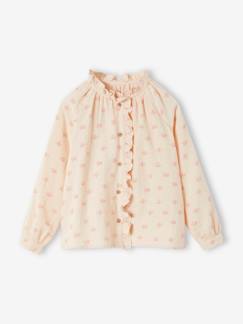 -Camisa con volantes de gasa de algodón y estampado de flores para niña, personalizable