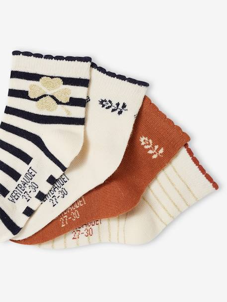 Pack de 4 pares de calcetines medianos duna para niña vainilla 