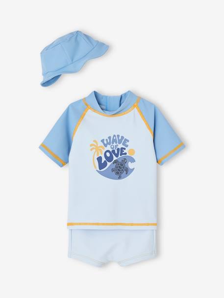 Toda la Selección-Bebé-Bañadores y accesorios de playa-Conjunto de baño anirrayos UV camiseta + braguita + sombrero bob bebé niño