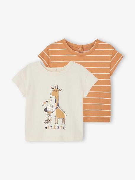 camisetas-Bebé-Pack de 2 camisetas básicas de manga corta para bebé