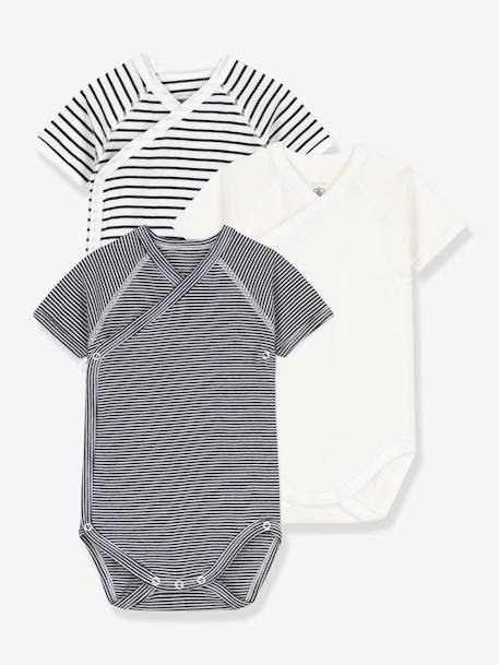 camisetas-Bebé-Pack de 3 bodies PETIT BATEAU