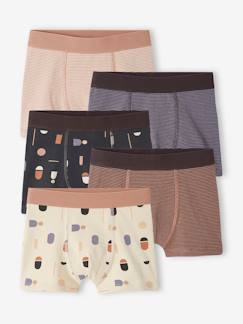 Niño-Ropa interior-Slips y bóxers-Pack de 5 boxers stretch estampado gráfico de algodón orgánico, niño