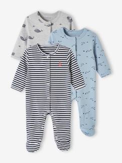 -Pack de 3 pijamas para bebé de interlock con abertura para recién nacido