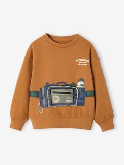 Niño-Jerséis, chaquetas de punto, sudaderas-Sudadera con efecto óptico y bolsillo con cremallera para niño