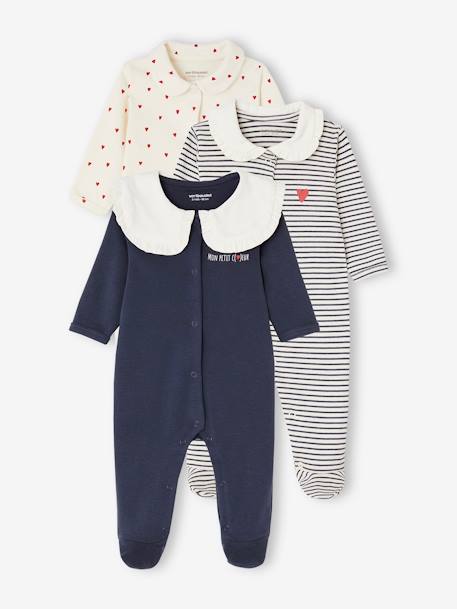 Bebé-Pijamas-Pack de 3 pijamas "corazón" para bebé de interlock