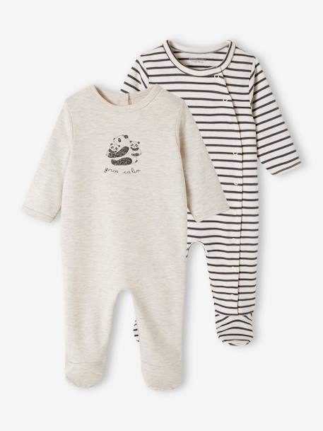 Pijamas y bodies bebé-Bebé-Pack de 2 pijamas para bebé de interlock