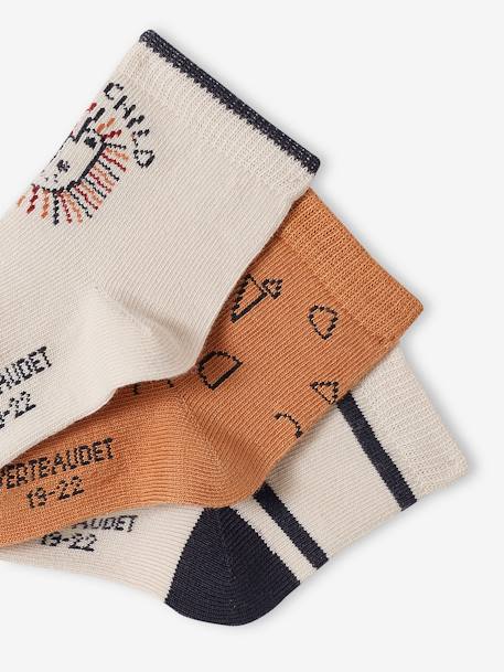Pack de 3 pares de calcetines para bebé niño beige arena 