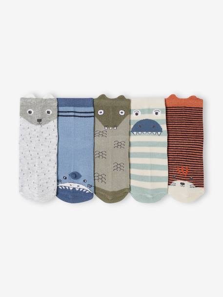 Pack de 5 pares de calcetines animales para niño liquen 