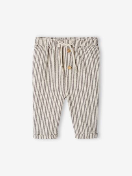 Pantalones y Vaqueros-Bebé-Pantalón a rayas con cintura elástica para bebé recién nacido