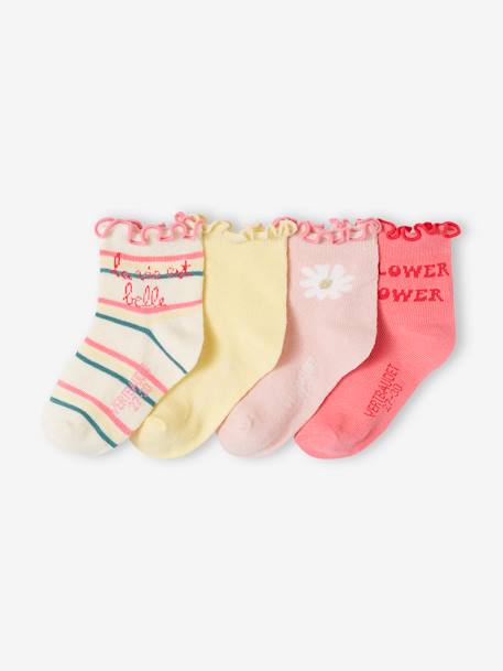 Pack de 4 pares de calcetines medianos para niña crudo 