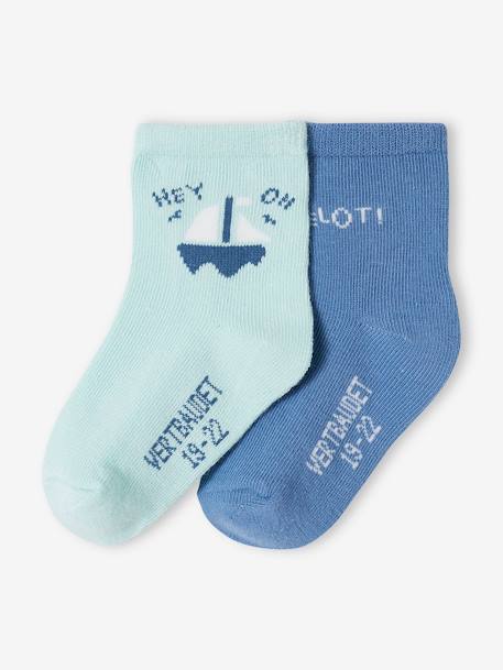 Pack de 2 pares de calcetines 'grumete' bebé niño azul 