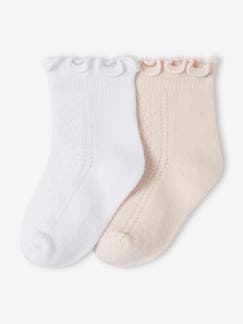 Ecorresponsables-Pack de 2 pares de calcetines de ceremonia para bebé niña