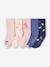 Pack de 5 pares de calcetines con unicornios y corazones para niña rosa 