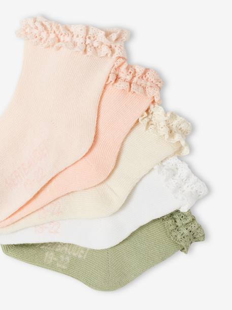 Pack de 5 pares de calcetines medianos para bebé niña melocotón 
