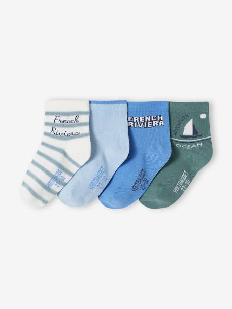 Pack de 4 pares de calcetines para niño azul claro 