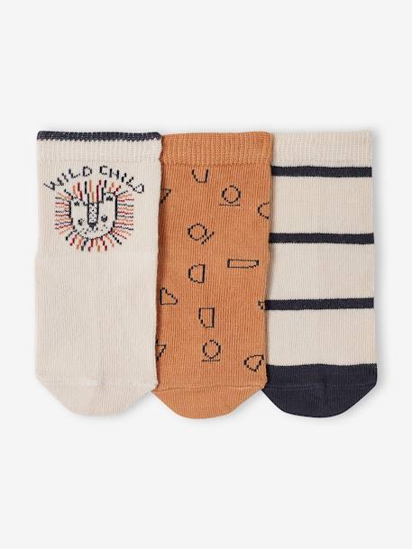 Pack de 3 pares de calcetines para bebé niño beige arena 