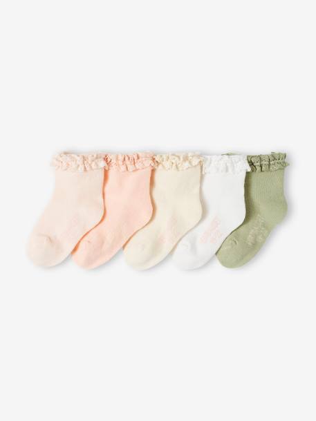 Ecorresponsables-Bebé-Calcetines, leotardos-Pack de 5 pares de calcetines medianos para bebé niña