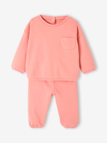 Conjunto de felpa para bebé: sudadera y pantalón árabe beige jaspeado+rosado 