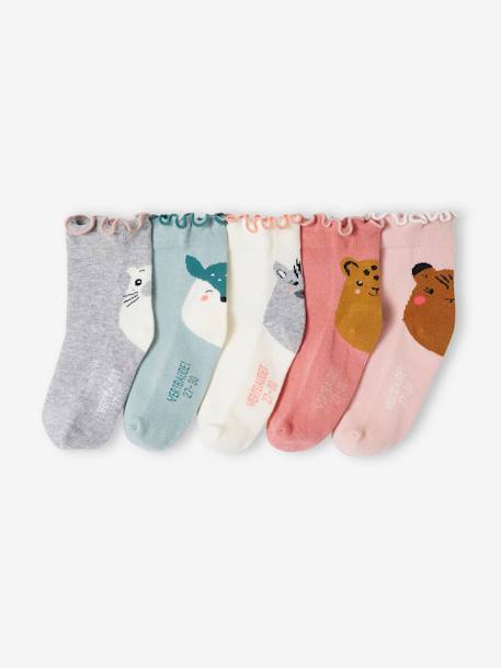 Pack de 5 pares de calcetines de lunares para niña rosa palo 
