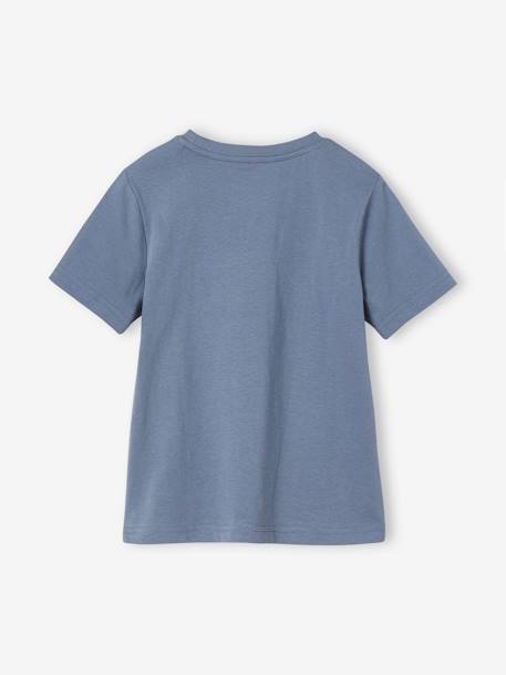 Camiseta con motivo dinosaurio, para niño azul grisáceo+capuchino 