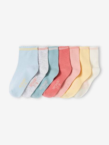 Pack de 7 pares de calcetines medianos para niña albaricoque - Vertbaudet