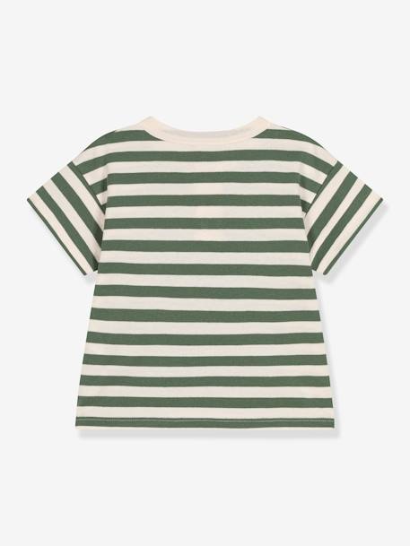 Camiseta a rayas de punto PETIT BATEAU rayas verde 