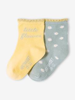 Ecorresponsables-Pack de 2 pares de calcetines con flores para bebé niña