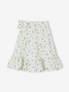 Niña-Faldas-Falda de gasa de algodón y largo medio con volantes para niña