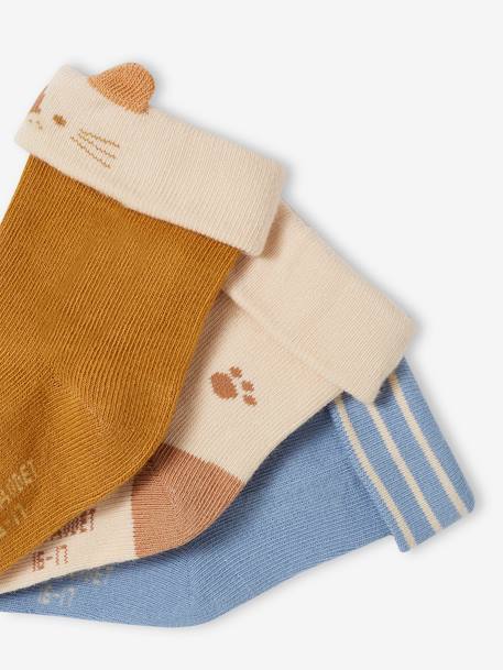 Pack de 3 pares de calcetines 'animales' para bebé azul grisáceo 