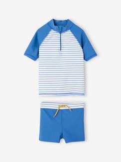 Niño-Bañadores-Conjunto de bañador antirrayos UV de camiseta + bóxer, para niño