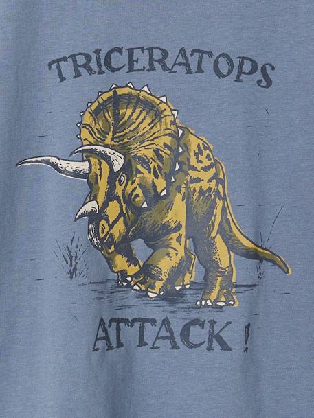 Camiseta con motivo dinosaurio, para niño azul grisáceo+capuchino 