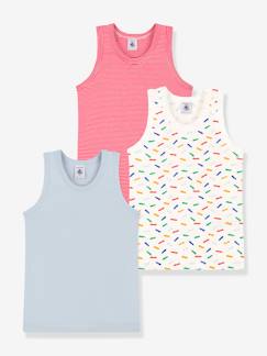 Pijamas y bodies bebé-Niño-Ropa interior-Camisetas de interior-Pack de 3 camisetas de tirantes PETIT BATEAU