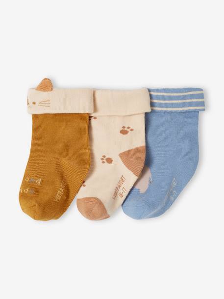 Ecorresponsables-Bebé-Pack de 3 pares de calcetines "animales" para bebé
