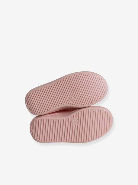Zapatillas de casa de tela con cremallera para bebé rosa estampado 