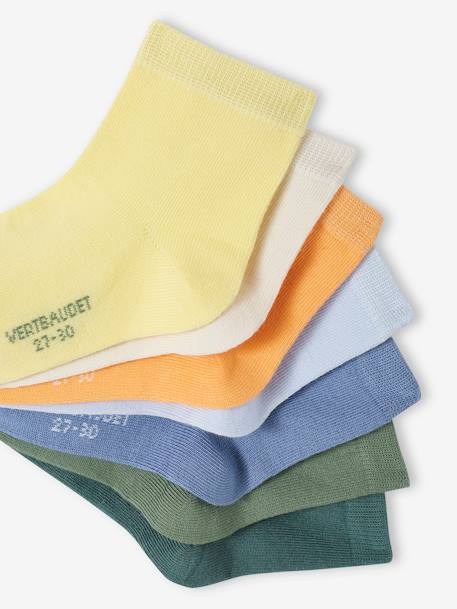Pack de 7 pares de calcetines lisos de colores para niño azul claro 