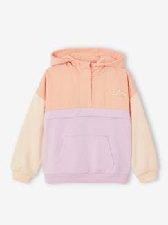 Niña-Jerséis, chaquetas de punto, sudaderas-Sudaderas-Sudadera con capucha deportiva colorblock para niña