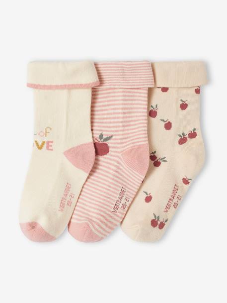 Bebé-Pack de 3 pares de calcetines "cerezas" para bebé niña