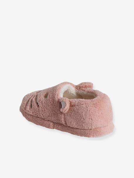 Zapatillas de casa estilo peluche infantiles gato rosa 