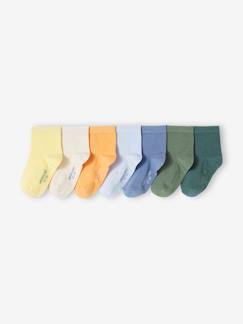 Niño-Pack de 7 pares de calcetines lisos de colores para niño
