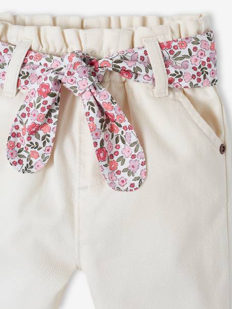 Pantalón estilo 'paperbag' con cinturón a anudar para bebé crudo 