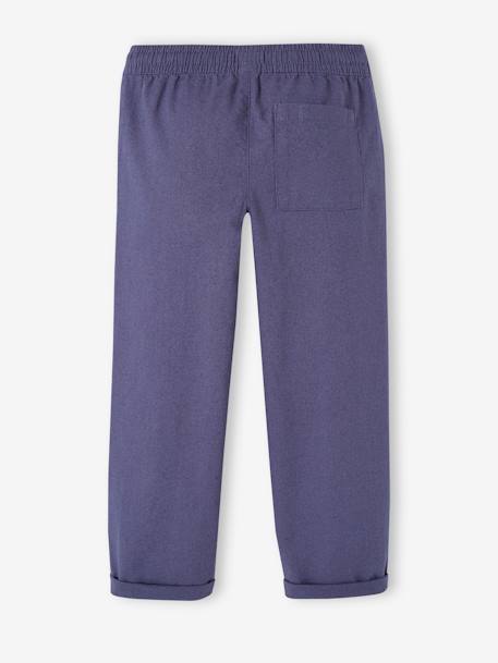 Pantalón ancho estilo carpintero de algodón y lino, fácil de vestir, para niño azul pizarra 
