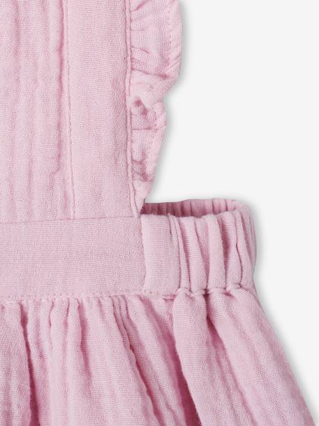 Vestido peto de gasa de algodón, para bebé caramelo+lila+ROSA MEDIO LISO+VERDE MEDIO LISO 