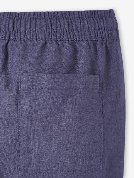 Pantalón ancho estilo carpintero de algodón y lino, fácil de vestir, para niño azul pizarra 